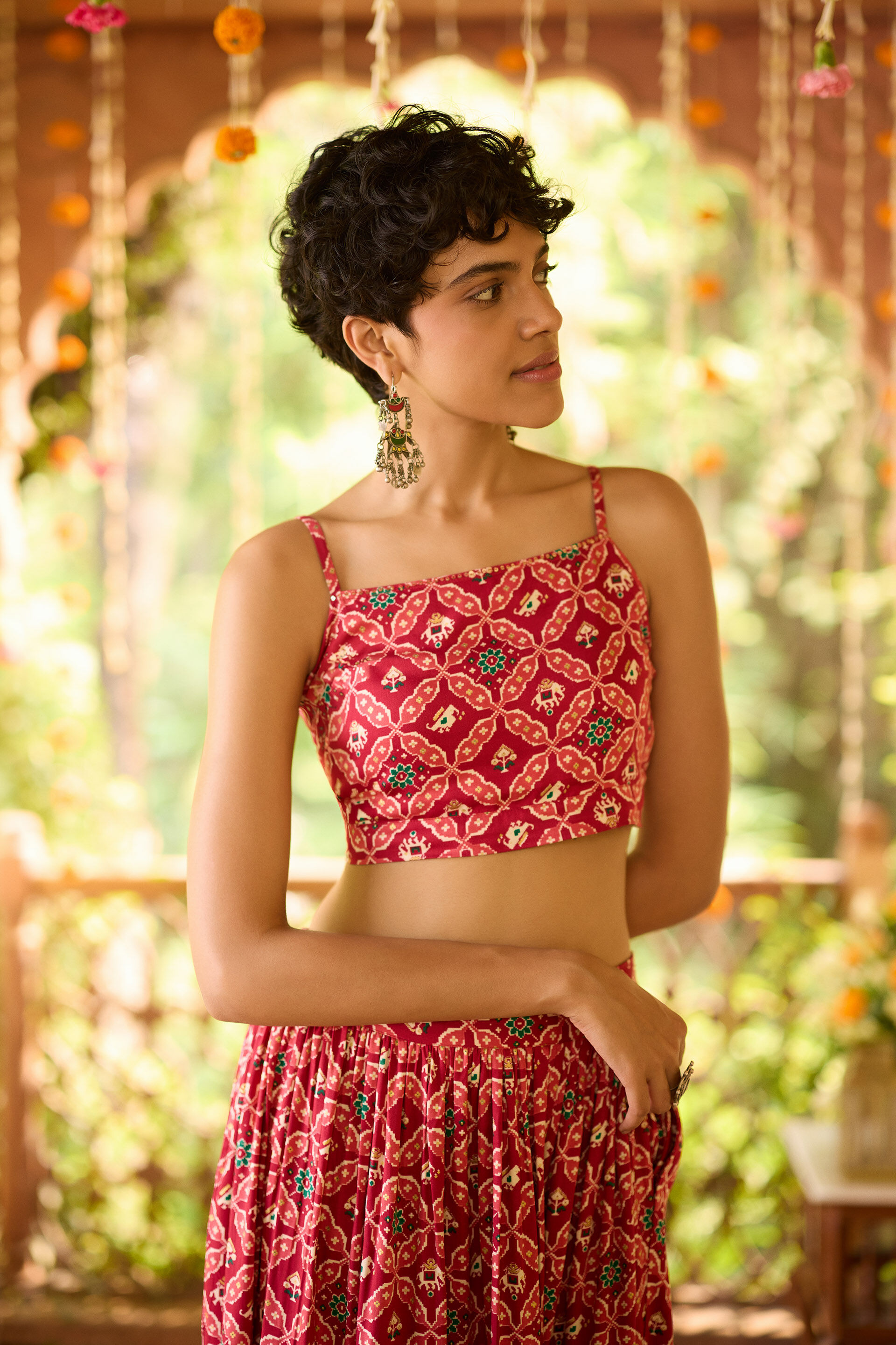 Laal Rangrez Skirt Set, Red, image 3